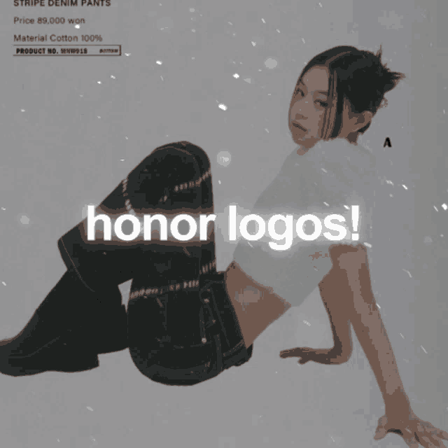 a woman is kneeling down with the words honor logos written above her