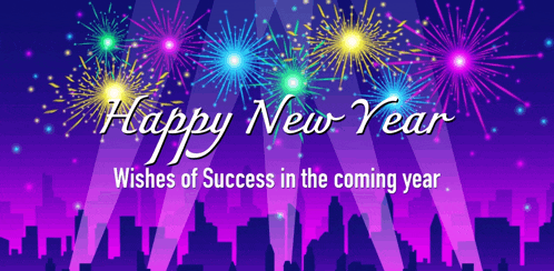 happy new year wishes of success in the coming year with fireworks