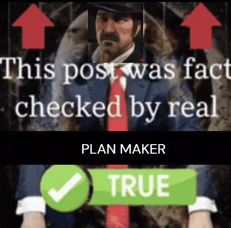 a picture of a man in a suit and tie that says this post was fact checked by real plan maker