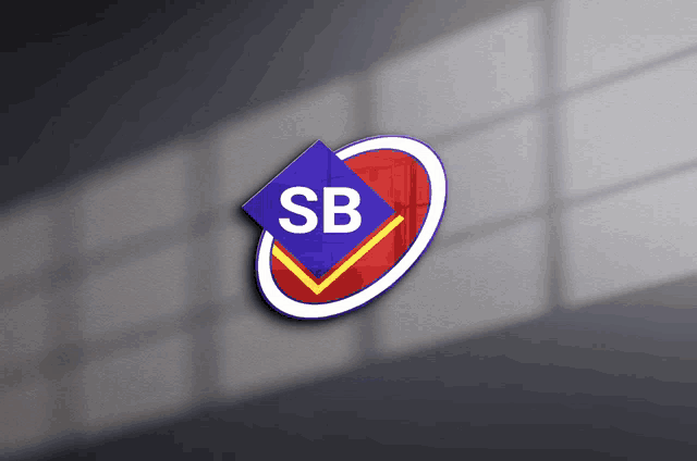 a logo for sb is displayed on a window sill