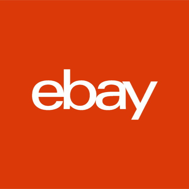 ebay logo on a red background with white letters