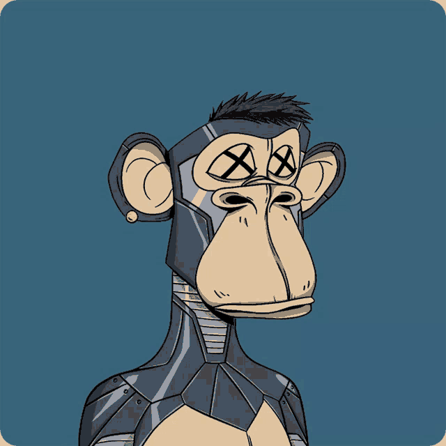 a cartoon of a monkey wearing a metal helmet