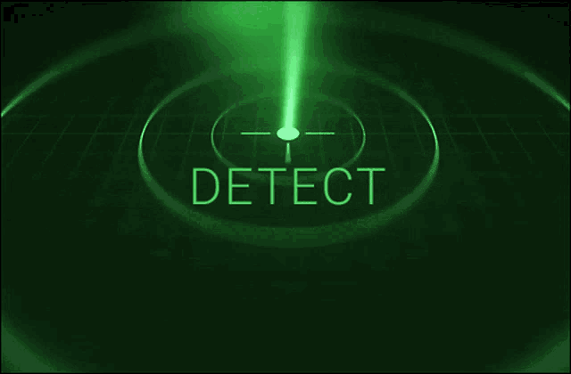 a green radar screen shows the word detect in the center