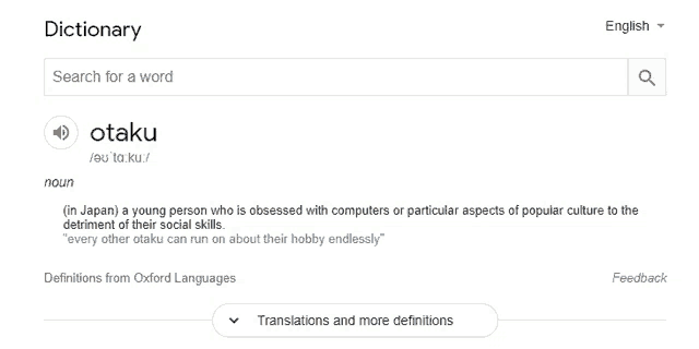 a screen shot of a dictionary search for a word