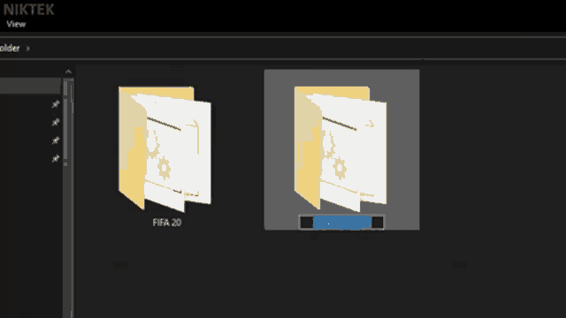 a computer screen shows two folders one of which is titled fifa 20