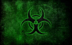 a green background with a biohazard symbol on it .