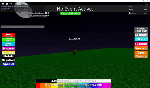 a screenshot of a video game with the words no event active