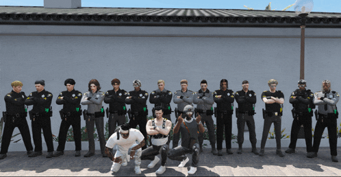 a group of police officers pose for a picture