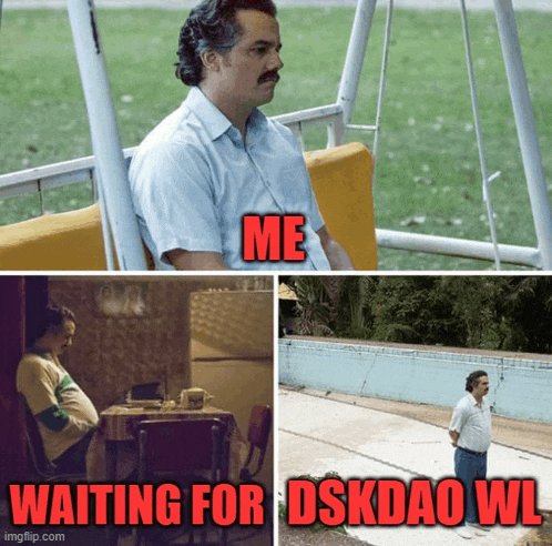 a man sits on a swing with the words me waiting for dskdao wl