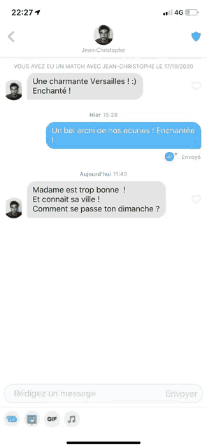 a screenshot of a text conversation between jean-christophe and madame