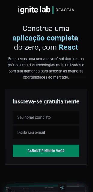 a screen shot of ignite lab reactjs