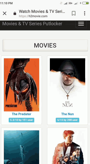 a screenshot of a website that shows movies and tv series