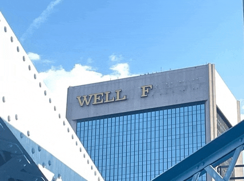 a large building with the word well f on it