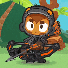 a cartoon monkey is holding a bow and arrow in a game .