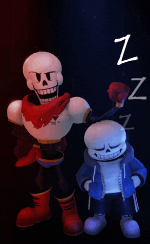 papyrus and sans are standing next to each other in a dark room with the letters zz behind them