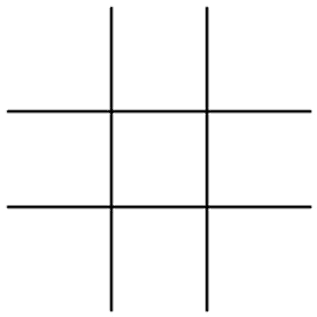 a black and white drawing of a tic tac toe game with three lines on a white background .