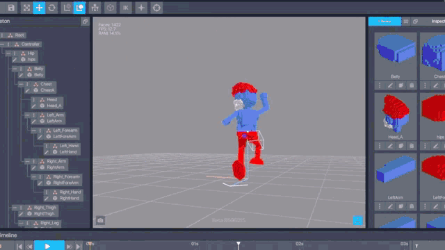 a 3d model of a smurf is being created in a computer program