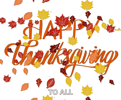 a happy thanksgiving to all greeting card with leaves falling