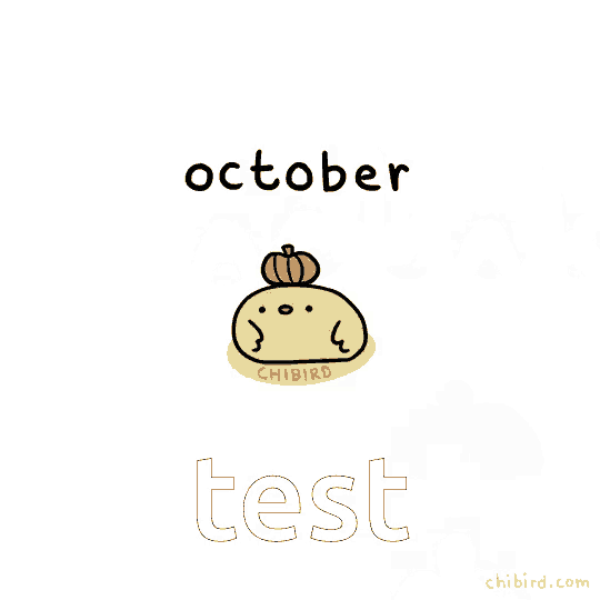 a yellow duck with a pumpkin on its head and the words october test