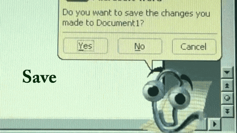 a computer screen asking if you want to save the changes you made to document1