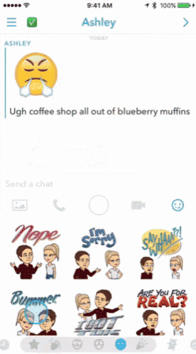 a screenshot of ashley 's snapchat shows a bunch of stickers