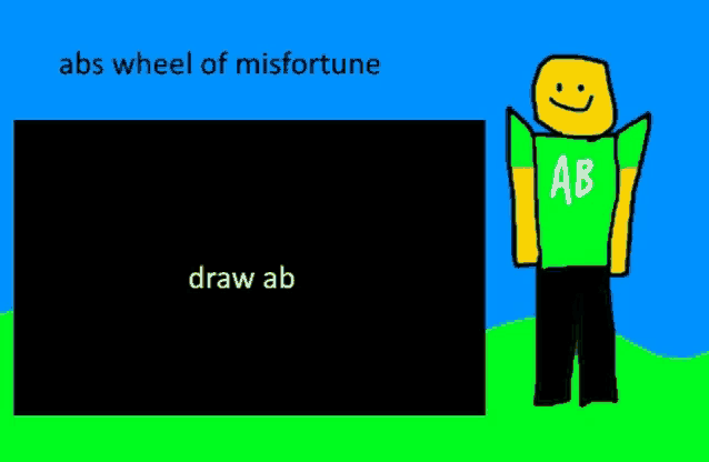 a cartoon character wearing a green shirt that says ab