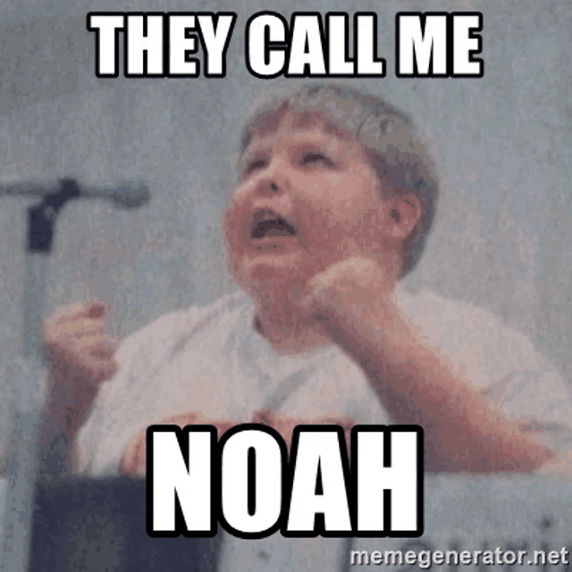 a boy with his fist in the air and the words they call me noah