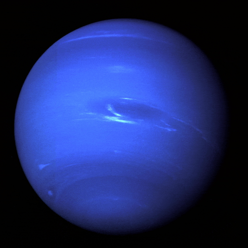 a blue planet with a black background and a few white spots on it