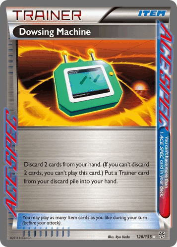 a trainer card that says dowsing machine