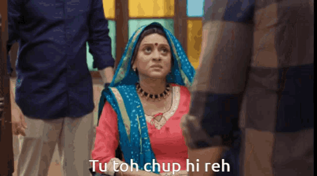 a woman in a wheelchair with the words tu toh chup hi reh above her