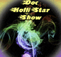 a poster for the doc holli star show with smoke coming out of the middle