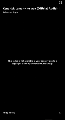 a black screen with a copyright claim by universal music group .