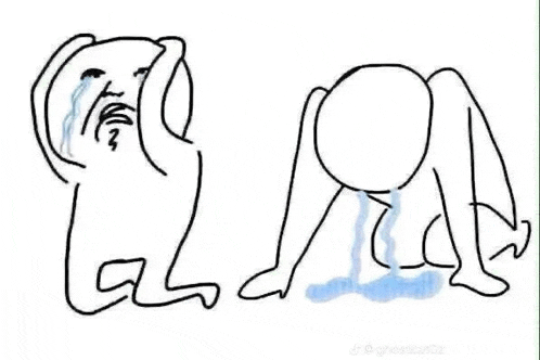 a black and white drawing of a person kneeling down and crying .