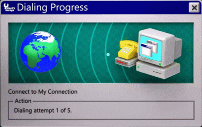 a computer screen shows the dialling progress of a call