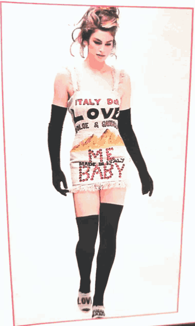 a woman wearing a italy da love me baby dress