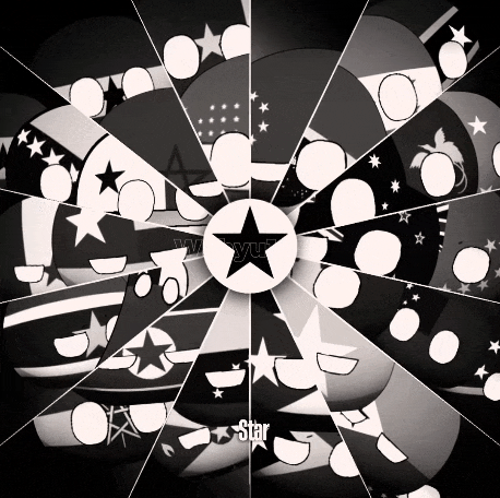 a black and white drawing with a star in the center