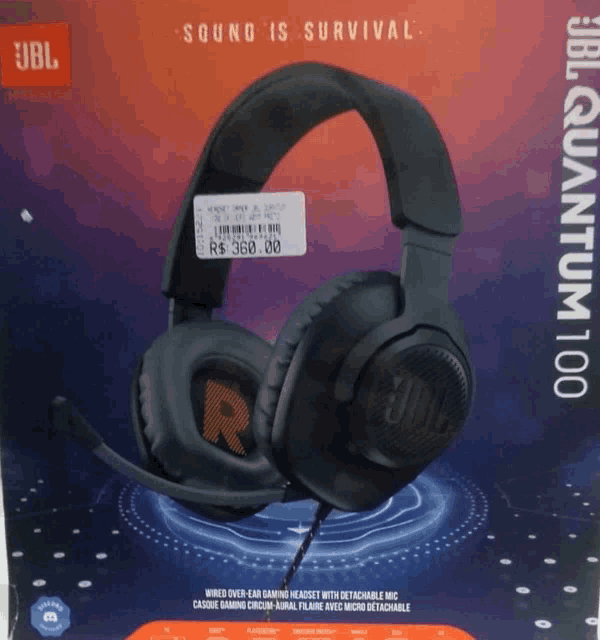 a pair of jbl quantum 100 headphones in their box