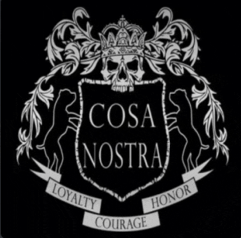 a coat of arms with the words cosa nostra on it