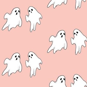 Chatty Ghosts White on Blush Pink