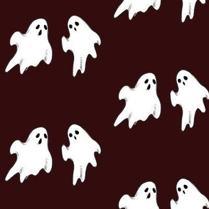 Chatty Ghosts White on Dark Burgundy