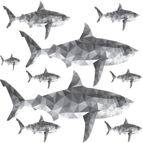 Geometric Sharks Grey - Nautical - Summer