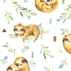 Sloths Hangin On – Children's Bedding Baby Boy Nursery, LARGE Scale