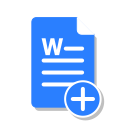 add, blue, create, doc, file, office, word