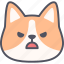 angry, corgi, dog, emoticon, emoji, face, feeling 