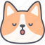 sleeping, corgi, dog, emoticon, emoji, face, feeling 