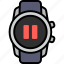 pause, button, control, stop, wait, smart watch, gadget 