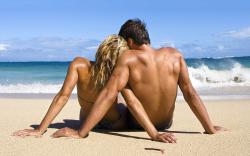 Loving couple beach