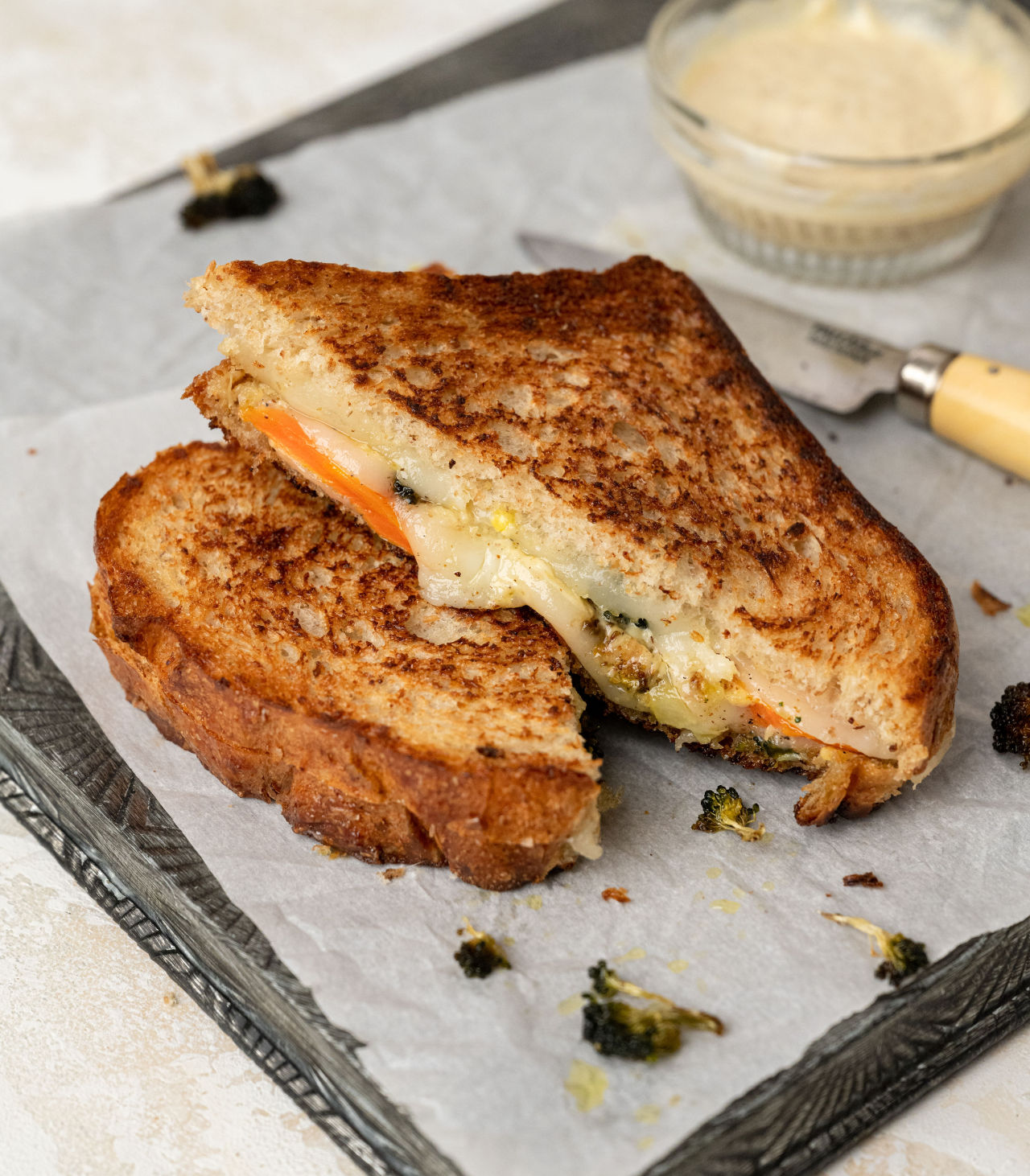 Roasted Vegetable Brie Grilled Cheese with Mustard