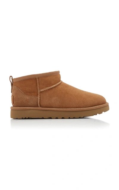 Ugg Classic Ultra Mini Sheepskin Ankle Boots In Brown