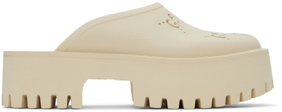 Gucci Off-white Perforated G Platform Loafers In Mystic White